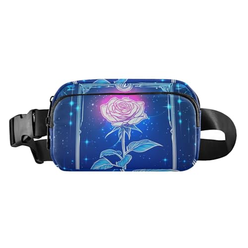 Fantasie Rose Tarot trendige Hüfttasche Crossbody Tasche für Frauen Männer Jugendliche kleine Crossbody Umhängetasche mit verstellbarem Gurt für Reisen Fitness-Studio Arbeit, Fantasie Rose Tarot, 1 von famyily