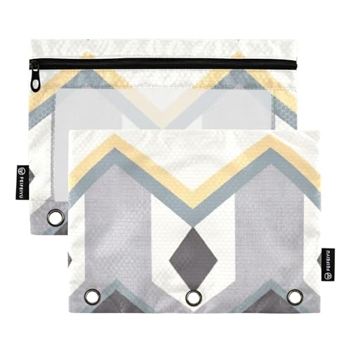 Farbenfrohes einfaches, lässiges Design, geometrisches 3-Ringbuch mit transparentem Fenster, Kunststoff-Federmäppchen, großes Fassungsvermögen, Federmäppchen, 3 Ringe zur Aufbewahrung von von famyily