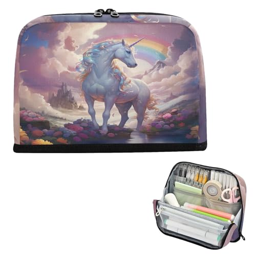 Federmäppchen, großes Fassungsvermögen, Make-up, weiche Organizer-Box für Erwachsene, Schule, Einhörner, Illustration, Fantasie von famyily