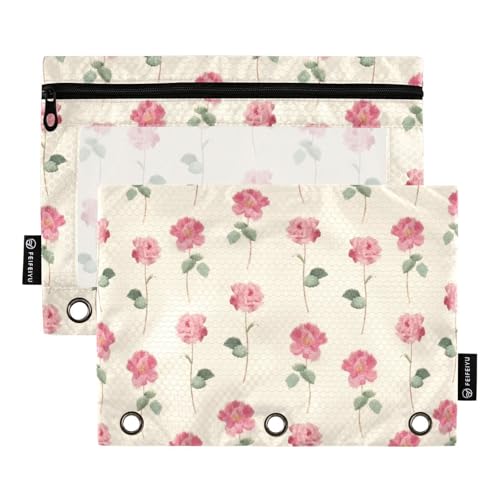 Federmäppchen für Kinder, Vintage-Stil, Pfirsichrose, mit transparentem Fenster, weiches Federmäppchen mit Reißverschluss, verstärkte Ösen, 3 Ringe, Ordnertasche für Büro, Schulbedarf, Kosmetik Federmäppchen für Kinder, Vintage-Stil, Pfirsichrose, mit transparentem Fenster, weiches Federmäppchen mit Reißverschluss, verstärkte Ösen, 3 Ringe, Ordnertasche für Büro, Schulbedarf, Kosmetik von famyily