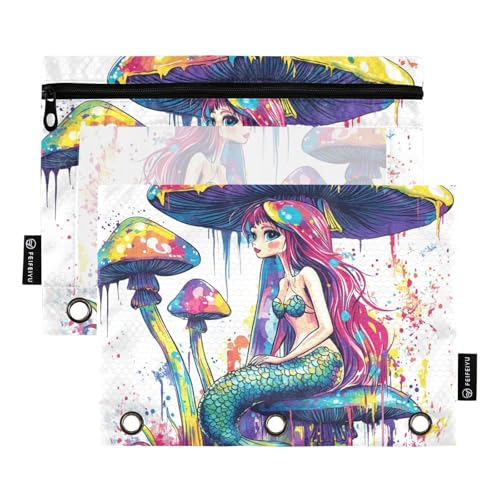 Federmäppchen mit Meerjungfrauen-Ringen, Stoff-Federmäppchen für 3 Ringe, Bindertasche mit 3 Ringen, für Kinder, Schreibwaren-Organizer, Upplies von famyily