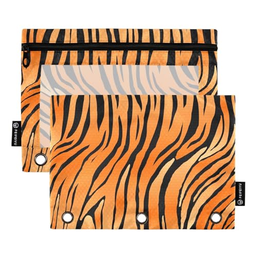 Federmäppchen mit Reißverschluss, großes Federmäppchen mit transparentem Fenster, Stoff-Federmäppchen, großes Fassungsvermögen, 3 Ringe, Ordner für Klassenzimmer, Schule, Büro, mehrfarbig, 2 Stück von famyily