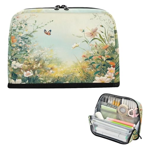 Federmäppchen mit großem Fassungsvermögen, großes Fassungsvermögen, Schreibwarentasche für Krankenschwestern, Schulbedarf, Pflanzen, Blumenfrühling von famyily