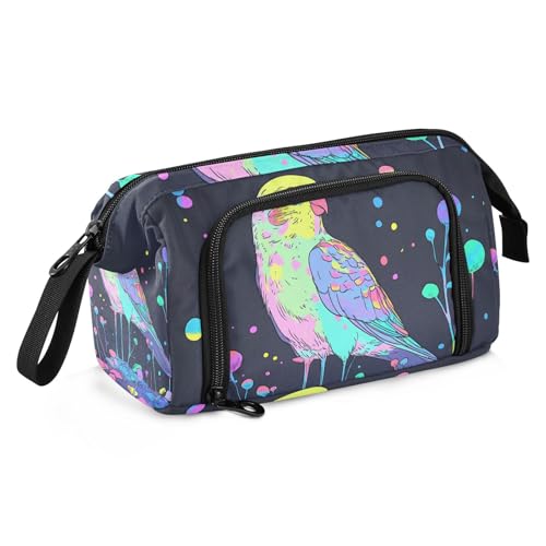 Federmäppchen mit niedlichem Wellensittich, großes Fassungsvermögen, tragbares Federmäppchen, Kosmetik, Make-up für Studenten, adrette Schulbedarf von famyily