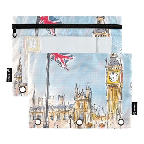 Flags Belfry Binder Pocket Folders Cosmetic Bag for Folder 3 Rings with Three Rings for Student Stationery Accessories von famyily
