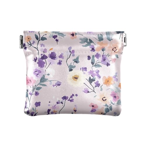 Floral Purple Chic Damen Leder Bargeld Geldbörse Einzigartige Kleingeld Geldbörse mit Verschluss für Frauen Floral Purple Chic One Size Modern, Floral Purple Chic, Einheitsgröße, Modern von famyily