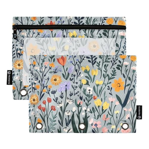 Flower Dianthus Rosmarin Grau Binder Taschen Stoff Federmäppchen für drei Ringe Binder Taschen mit Wasserdicht für Kinder Aufbewahrungsbehälter von famyily