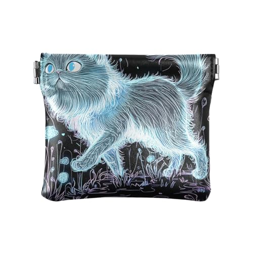 Funny Beagle Damen Kleines Leder Münzgeldbörse Tragbare Münzhalter für Frauen Mädchen, Schöne böhmische Katze, 1 size, Modern von famyily