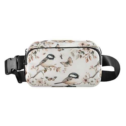 Funny Cornish Rex Cats Neutral Fashion Crossbody Bag Waist Packs for Women Men Teenagers Large Capacity Sling Bag Travel, Aesthetic Black - Kapped Chickadee Birds, 1 size von famyily