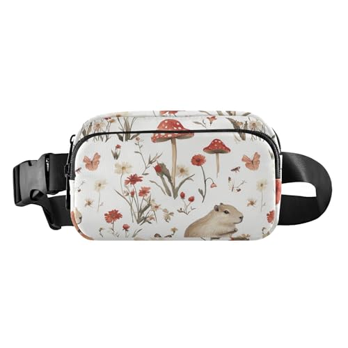 Funny Cornish Rex Cats Neutral Fashion Crossbody Bag Waist Packs for Women Men Teenagers Large Capacity Sling Bag Travel, Aesthetic Capybara White, 1 size von famyily