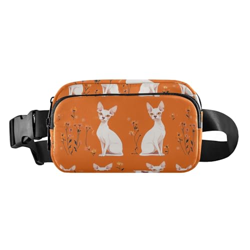 Funny Cornish Rex Cats Neutral Fashion Crossbody Bag Waist Packs for Women Men Teenagers Large Capacity Sling Bag Travel, Beauty Sphynx Cats Orange, 1 size von famyily