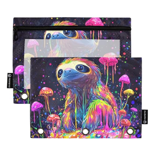 Funny Faultier Binder Pouches Kunststoff Federmäppchen für 3 Ringe Binder Tasche mit Reißverschluss für Untersuchung Schreibwaren Versorgung von famyily