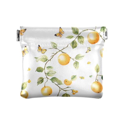 Funny Kumquat Fruit Purple Damen Leder Münzbörse Geldbörse Fancy Cash Coin Purse für Frau Mädchen, Süße goldene Beerenfrucht, Einheitsgröße von famyily