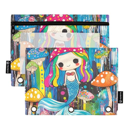 Funny Mermaid Binder Pocket Folders Rings Binder Insert for 3 Rings Binder Bag with 3 Rings for Children Office Document Organizer von famyily