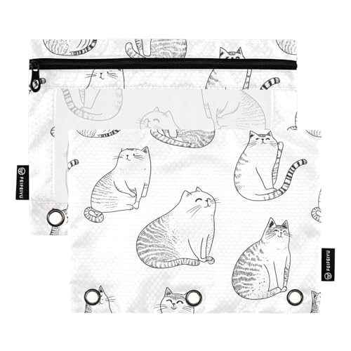 Funny Singapuracats White Binder Pockets Plastic Pencil Case for Rings Binder Folders with Waterproof for Children Stationery Supply von famyily
