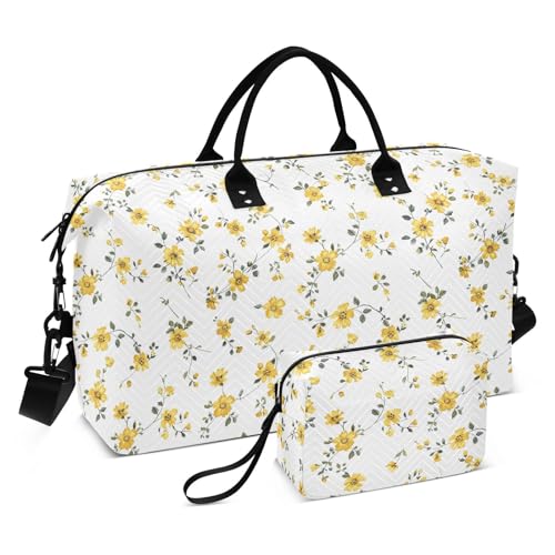 Gelbe Crushed Flower Travel Hand Bag Large Carry On Bag Gym Sports Carry with Toiletry Bag for Trekking Multifunctional Gelbe Crushed Flower Travel Hand Bag Large Carry On Bag Gym Sports Carry with Toiletry Bag for Trekking Multifunctional von famyily