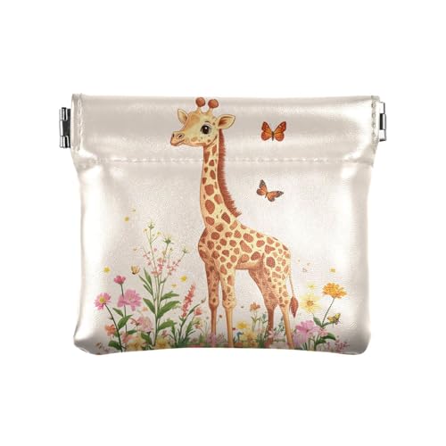Geldbörse für Damen mit Cartoon-Quallen und Blumen, aus Leder, einzigartige Karten-Schlüssel-Organizer für Frauen, Niedliches Giraffen-Rouge, 1 size, Modern von famyily