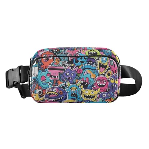 Graffiti Art Trend Play Sticker, trendige Hüfttasche, Bauchtasche für Männer und Frauen, Mehrzweck-Crossbody-Tasche, Anti-Diebstahl-Hüfttasche mit verstellbarem Gurt für Radfahren, Wandern, von famyily