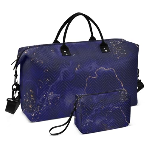 Große Reisetasche, Reisetasche, Wochenendausrüstung, Reisetasche, Turnbeutel mit Kulturbeutel für Yoga, großes Fassungsvermögen, Dunkelblau-goldfarben Große Reisetasche, Reisetasche, Wochenendausrüstung, Reisetasche, Turnbeutel mit Kulturbeutel für Yoga, großes Fassungsvermögen, Dunkelblau-goldfarben von famyily