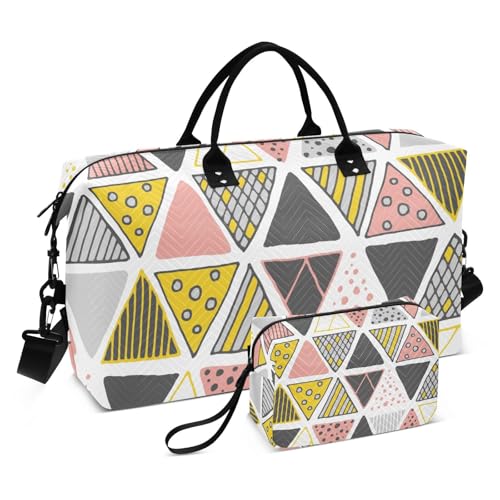 Große Tragetasche mit geometrischem Muster, bunt, Wochenendtasche, Turnbeutel mit verstellbarem Riemen für Sport, großes Fassungsvermögen Große Tragetasche mit geometrischem Muster, bunt, Wochenendtasche, Turnbeutel mit verstellbarem Riemen für Sport, großes Fassungsvermögen von famyily