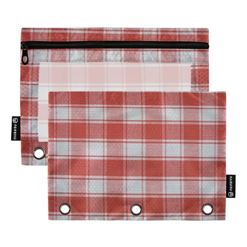 Große Weihnachts-Federmäppchen mit transparentem Fenster, mit transparentem Fenster, mit transparentem Fenster und Ösen, Taschenordner für 3 Stück, für Bürobedarf, mehrfarbig, 2 Stück von famyily