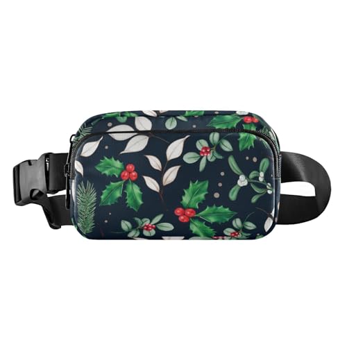 Grüne Weihnachtsblumen-Gürteltasche für Damen und Herren, Mehrzweck-Tragetasche, ideal für Reisen, mit verstellbarem Gurt, für Radfahren, Wandern, Fitnessstudio, Grüne Weihnachtsblumen, Einheitsgröße von famyily