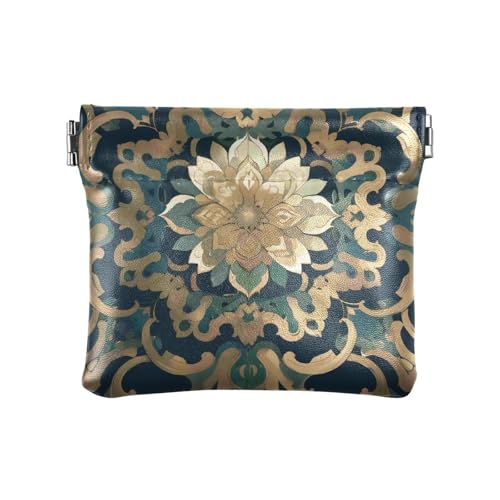 Grünes Gold Barockmuster Damen Leder Münzbörse Wasserdicht Mini Make-up Tasche für Frauen, Barockmuster in Grüngold, 1 size, Casual von famyily