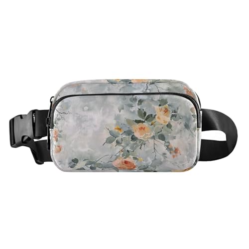 Gürteltasche für Damen und Herren, Motiv: Ölgemälde mit Retro-Rosen-Gefühl, modische Gürteltasche mit verstellbarem Riemen, für Reisen, Laufen, Wandern, Gelb, Gelbes Ölgemälde mit Retro-Rosen-Gefühl, von famyily