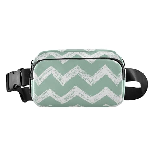 Gürteltasche für Damen und Herren, mit verstellbarem Gurt, für Radfahren, Wandern, Fitnessstudio, Weiß / Grün, Weiß-grüne Welle, Einheitsgröße Gürteltasche für Damen und Herren, mit verstellbarem Gurt, für Radfahren, Wandern, Fitnessstudio, Weiß / Grün, Weiß-grüne Welle, Einheitsgröße von famyily