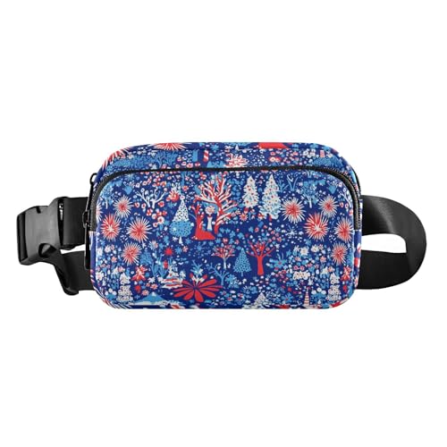 Gürteltasche für Herren und Damen, Motiv: Blumen, Sterne, Streifen, modische Gürteltasche, für Reisen, Radfahren, Wandern, Fitnessstudio, Unabhängigkeitstag Feuerwerk, 1 size von famyily