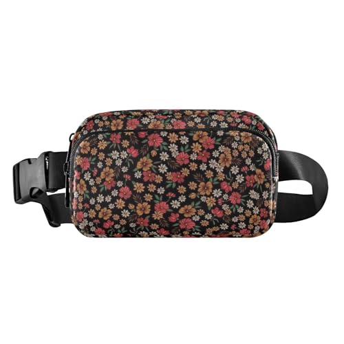 Gürteltasche für Herren und Damen, Vintage, Rot, Blumenmuster, klein, Crossbody-Sporttasche mit verstellbarem Riemen, für Reisen, Einkaufen, Laufen, Vintage Red Floral, Einheitsgröße Gürteltasche für Herren und Damen, Vintage, Rot, Blumenmuster, klein, Crossbody-Sporttasche mit verstellbarem Riemen, für Reisen, Einkaufen, Laufen, Vintage Red Floral, Einheitsgröße von famyily