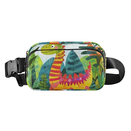 Gürteltasche mit Blumenschnecke auf einem Felsen, stilvolle Bauchtasche für Damen, Herren, Teenager, große Kapazität, Schultertasche, Dinosaurier-Ur-Dschungel, 1 size von famyily