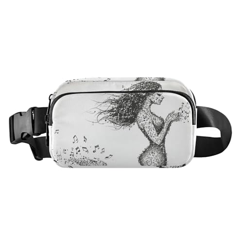 Gürteltasche mit Musiknoten-Skelett-Ornament, stilvolle Bauchtasche, Hüfttasche für Männer und Frauen, Mehrzweck-Umhängetasche, Reisepass-Tasche, Melodische Meerjungfrau-Musiknoten, 1 size von famyily
