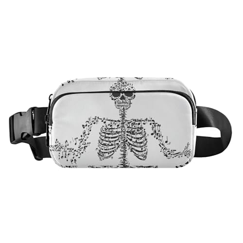 Gürteltasche mit Musiknoten-Skelett-Ornament, stilvolle Bauchtasche, Hüfttasche für Männer und Frauen, Mehrzweck-Umhängetasche, Reisepass-Tasche, Musiknoten-Skelett-Ornament, 1 size von famyily