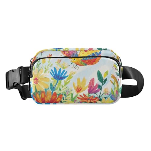 Gürteltasche mit Schmetterlingsmotiv, modisch, für Damen und Herren, wasserdicht, mit verstellbarem Gurt, für Reisen, Urlaub, Laufen, Schmetterling Chic Blumen, 1 size von famyily