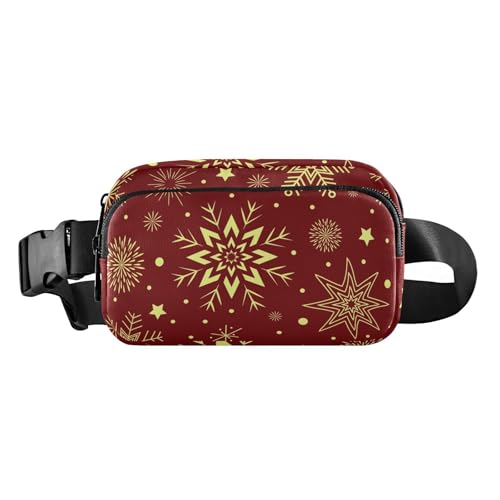 Gürteltasche mit Weihnachtsschneeflocken, stilvolle Bauchtasche für Damen und Herren, wasserdicht, Anti-Diebstahl-Hüfttasche mit verstellbarem Gurt, für Workout, Laufen, Wandern, Rot und Gold, Gürteltasche mit Weihnachtsschneeflocken, stilvolle Bauchtasche für Damen und Herren, wasserdicht, Anti-Diebstahl-Hüfttasche mit verstellbarem Gurt, für Workout, Laufen, Wandern, Rot und Gold, von famyily