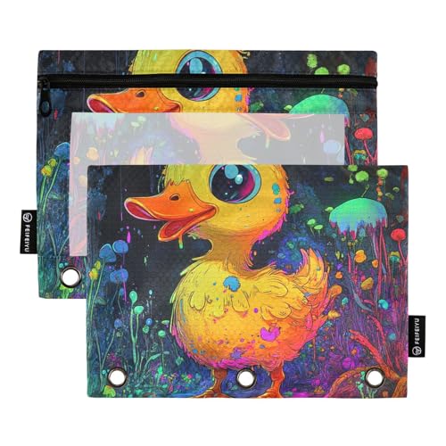Happy Sweet Pet Duck Binder Pocket Kunststoff Federmäppchen für Ringe Binder Organizer mit drei Ringen für Kinder Schreibwaren Zubehör von famyily