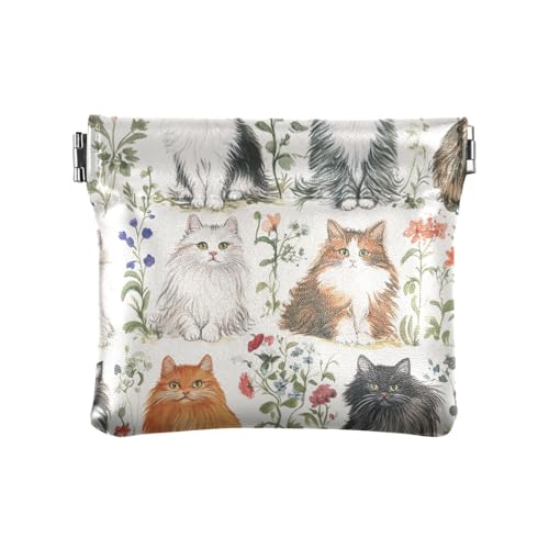 Himalayancats Damen Leder Münzgeldbörsen, praktischer Kleingeldhalter, Karten-Organizer für Frauen und Mädchen, Weiß, Ästhetische norwegische Katzenkatzen, neutral, 1 size, Modern von famyily
