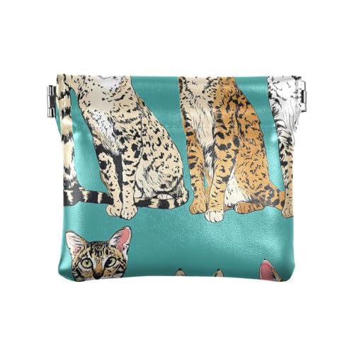 Himalayancats Damen Leder Münzgeldbörsen, praktischer Kleingeldhalter, Karten-Organizer für Frauen und Mädchen, Weiß, Chic Savannahcats Teal, 1 size, Modern von famyily