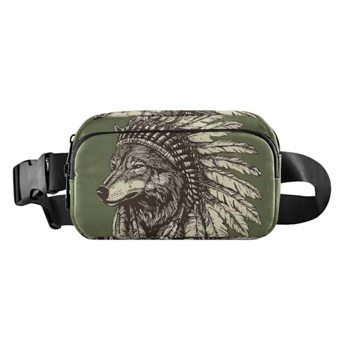 Hüfttasche für Damen und Herren, Motiv: Western-Cowboy, Sonnenuntergang, wasserdicht, für Reisen, Fitnessstudio, Arbeit, Western Indian Tribal Wolf, 1 size von famyily