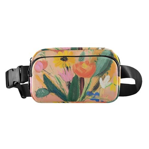 Hüfttasche mit Kaktusblume, Sonnenblume, Pfirsich, trendige Gürteltasche für Männer und Frauen, kleine Bauchtasche mit verstellbarem Riemen für Reisen, Urlaub, Laufen, Kaktusblume, Sonnenblume, von famyily