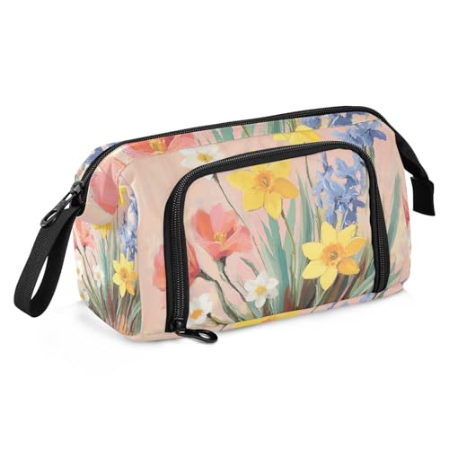 Iris Federmäppchen mit Sonnenblumen-Motiv, großes Fassungsvermögen, großes Federmäppchen mit Griff, Federmäppchen für Erwachsene für Frauen, High School Supplies von famyily