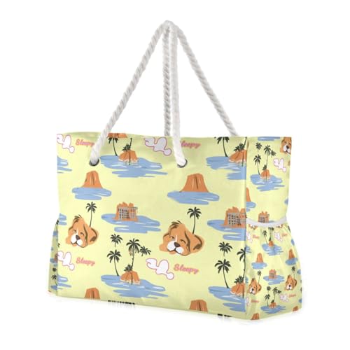 Island Holiday Strandtasche mit niedlichem Tier, robust, mit Reißverschluss, Reisetasche, für Damen, Strandtasche, Pooltasche, Arbeitstasche, Einkaufstasche Island Holiday Strandtasche mit niedlichem Tier, robust, mit Reißverschluss, Reisetasche, für Damen, Strandtasche, Pooltasche, Arbeitstasche, Einkaufstasche von famyily