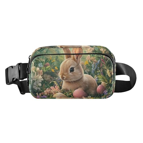 Kaninchen Ei Blume Ostern Mode Crossbody-Tasche Hüfttasche für Frauen Männer Jugendliche kleine Crossbody-Pass Tasche mit verstellbarem Gurt für Reisen Urlaub Laufen, Kaninchen Hase Ei Blume Ostern, 1 von famyily