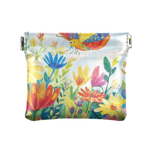 Kleine Geldbörse aus PU-Leder mit Schmetterlings-Motiv, wasserdicht, Mini-Geldbörse für Mädchen und Damen, Schmetterling Chic Blumen, 1 size, Modern von famyily