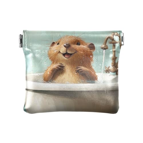 Kleine Geldbörse mit Löwenmotiv, aus PU-Leder, tragbar, für Karten, Schlüssel, Organizer für Mädchen, Frauen, Damen, Sweet Beaver Retro Badewanne, 1 size, Modern von famyily