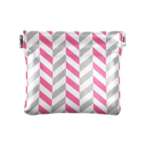 Kleine Geldbörse mit geometrischem Streifenmuster, PU-Leder, praktische Make-up-Tasche für Damen und Mädchen, Geometrisches Streifenmuster, 1 size, Modern von famyily