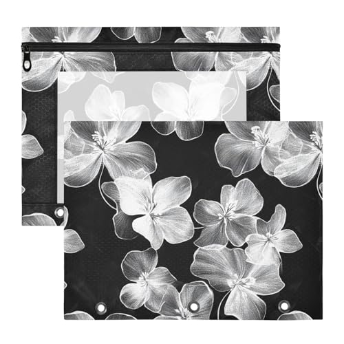 Kosmetiktasche mit Sichtfenster, 3 Löcher, für A4-Papier, Briefe, 2 Stück, Lehrer, Büro, Blumenmuster Kosmetiktasche mit Sichtfenster, 3 Löcher, für A4-Papier, Briefe, 2 Stück, Lehrer, Büro, Blumenmuster von famyily