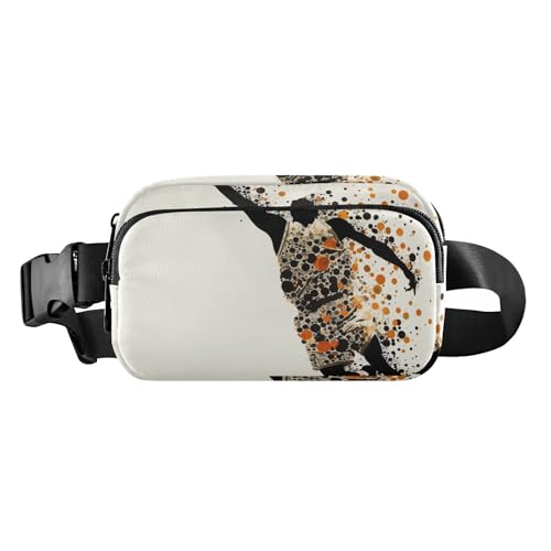 Lebendige, detaillierte Gürteltasche mit Sonnensystem-Illustration, stilvolle Bauchtasche für Damen, Herren, Teenager, große Kapazität, Schultertasche für Reisen, Basketballspieler Splashing Dots, 1 von famyily