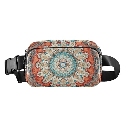 Lebendiges Blumenmuster – zentriertes Mandala – wie Seidenschal-Muster, stilvolle Bauchtasche für Damen und Herren, wasserabweisend, Boho-Muster im Boho-Stil, 1 size von famyily